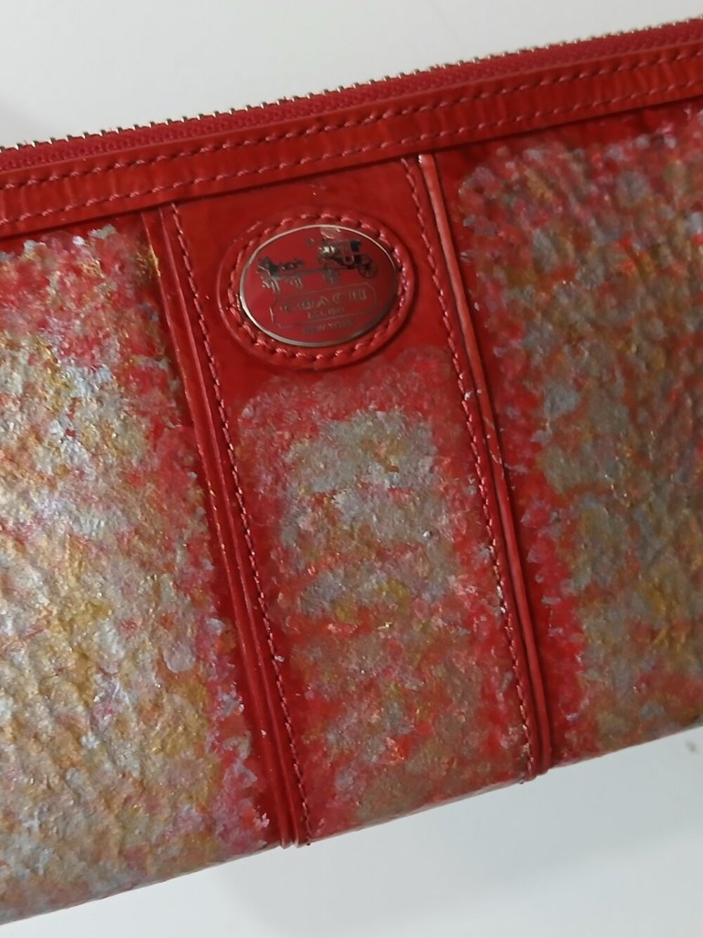 Coach Hand Painted Patent Leather Wristlet❤️